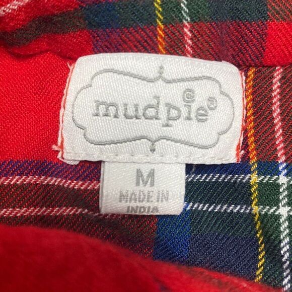 MudPie Red Plaid Button Front Ruffle Bottom Top Size Medium - Picture 5 of 7